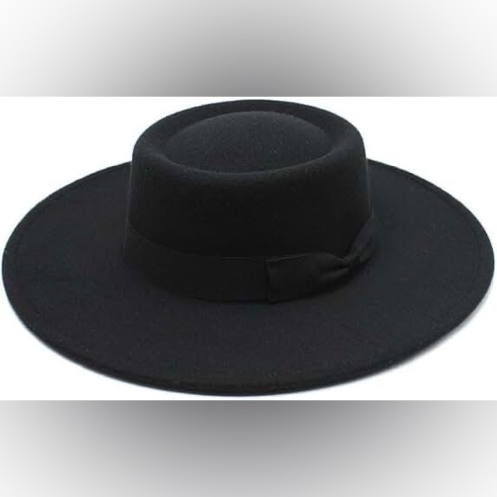 NWT Black Women's Fedora Hat (Wide-Brim)